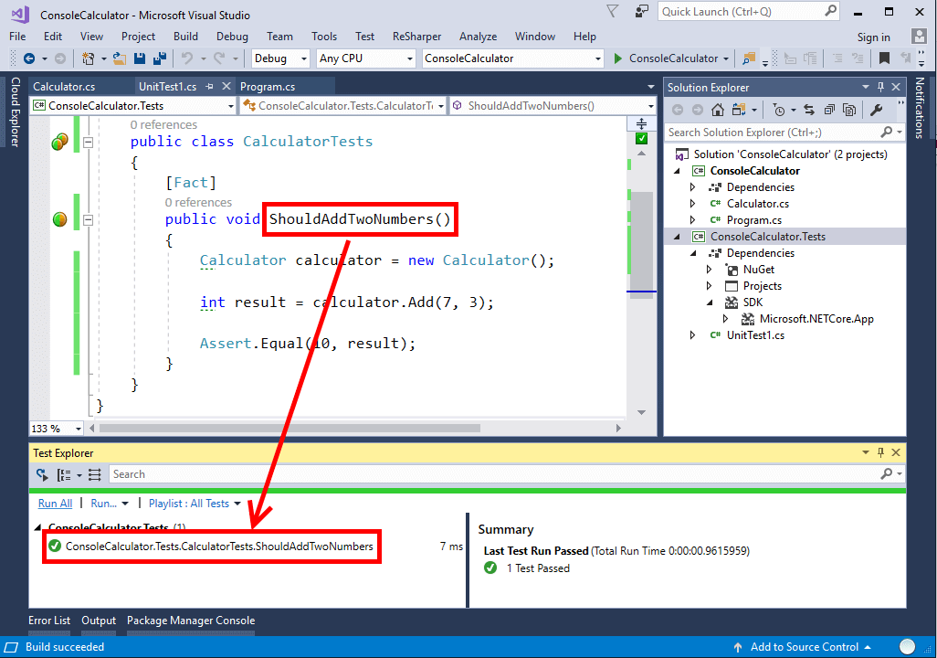 Running xUnit tests in Visual Studio Test Explorer