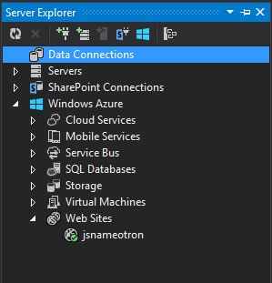 Azure window in Visual Studio 2013