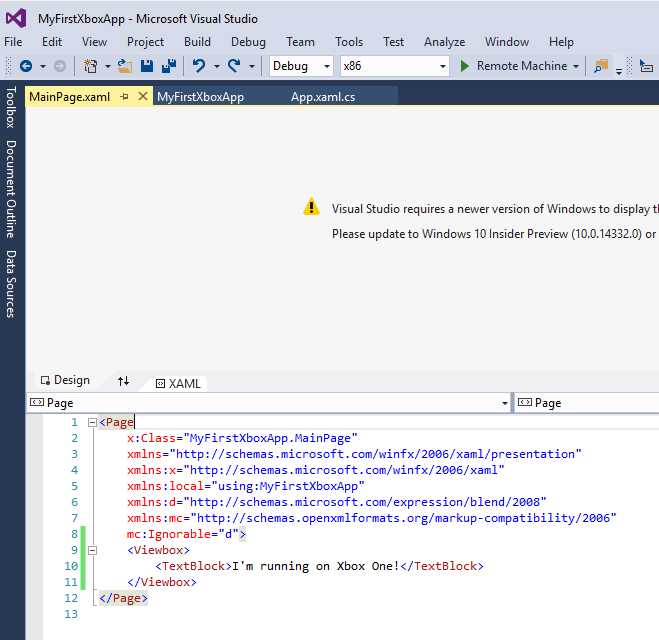 App XAML in Visual Studio