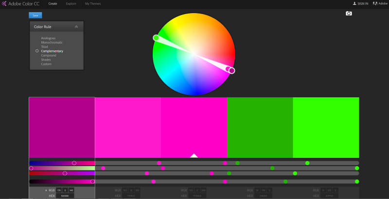 Adobe Color CC Screenshot showing color wheel