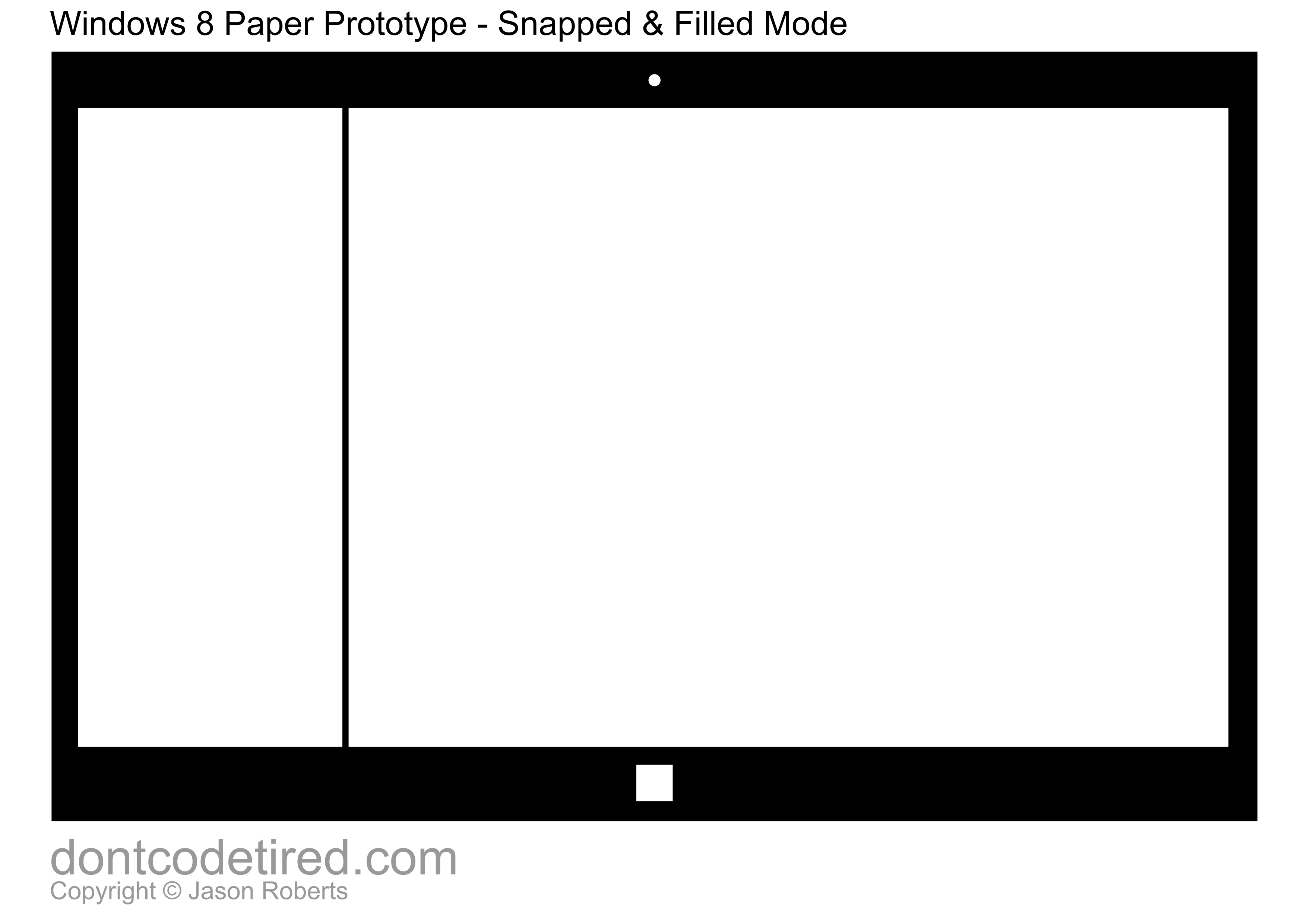 Windows 8 Paper Prototype template - snapped and filled modes