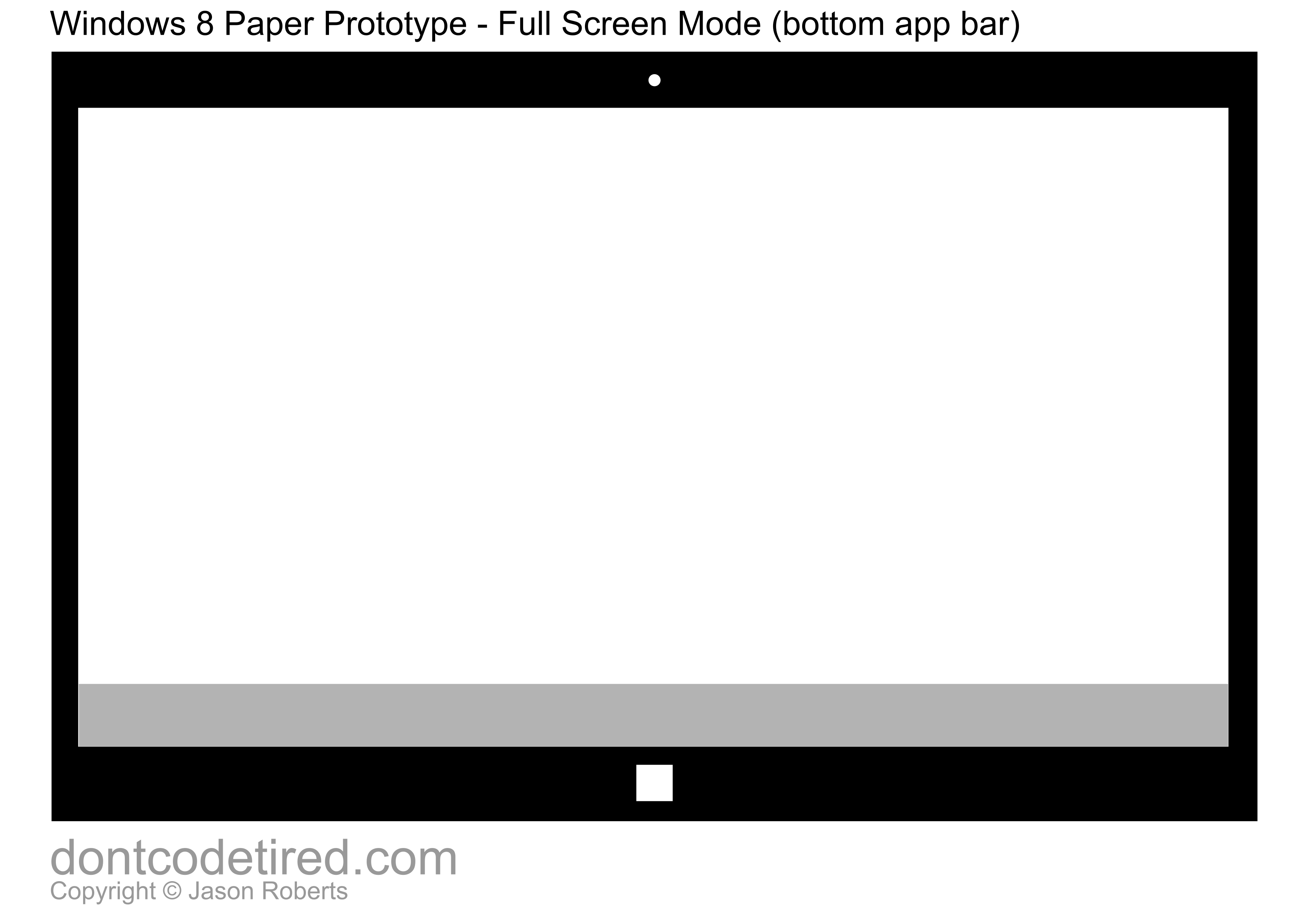 Windows 8 Paper Prototype template - full screen bottom app bar