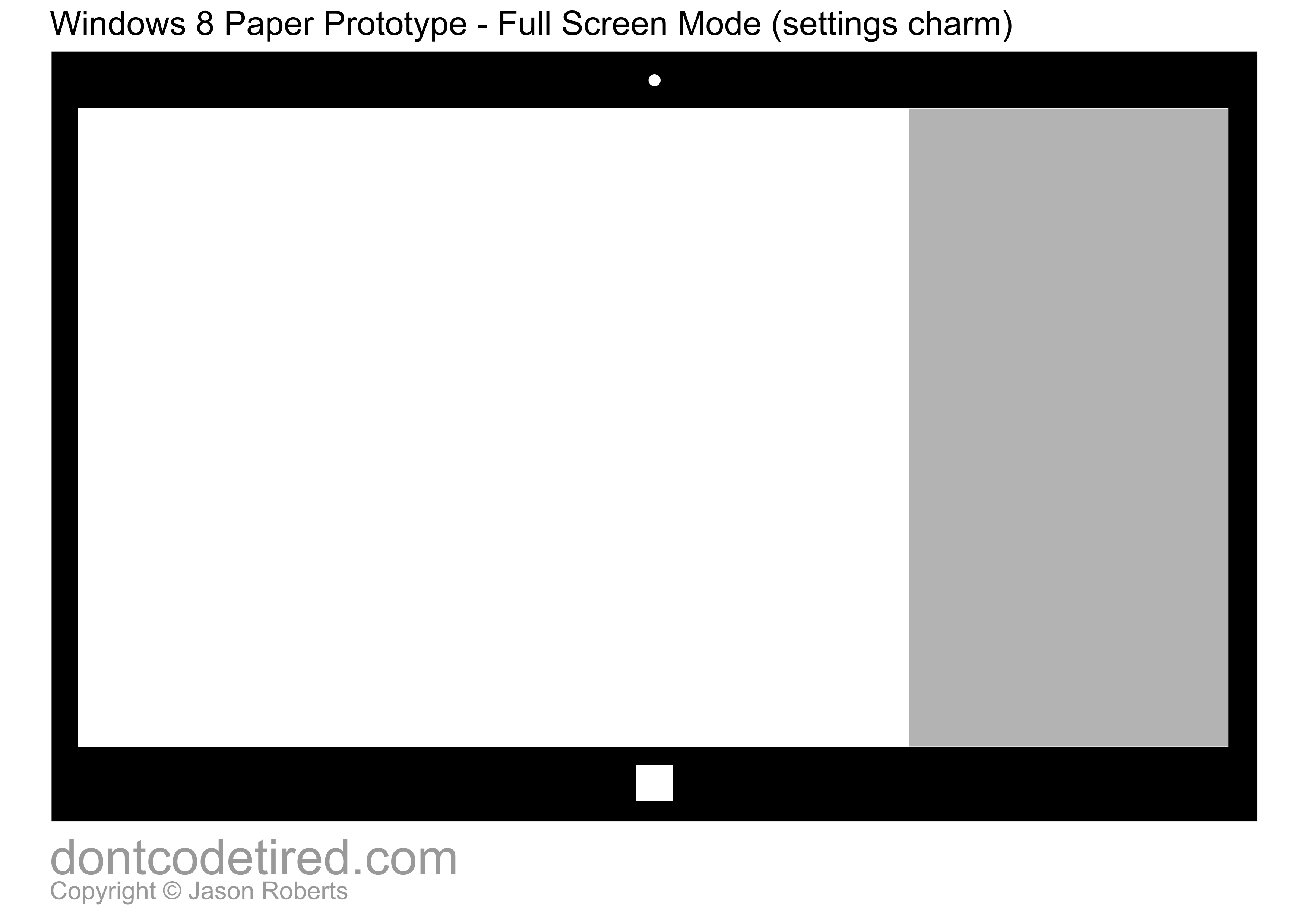 Windows 8 Paper Prototype template - full screen settings charm