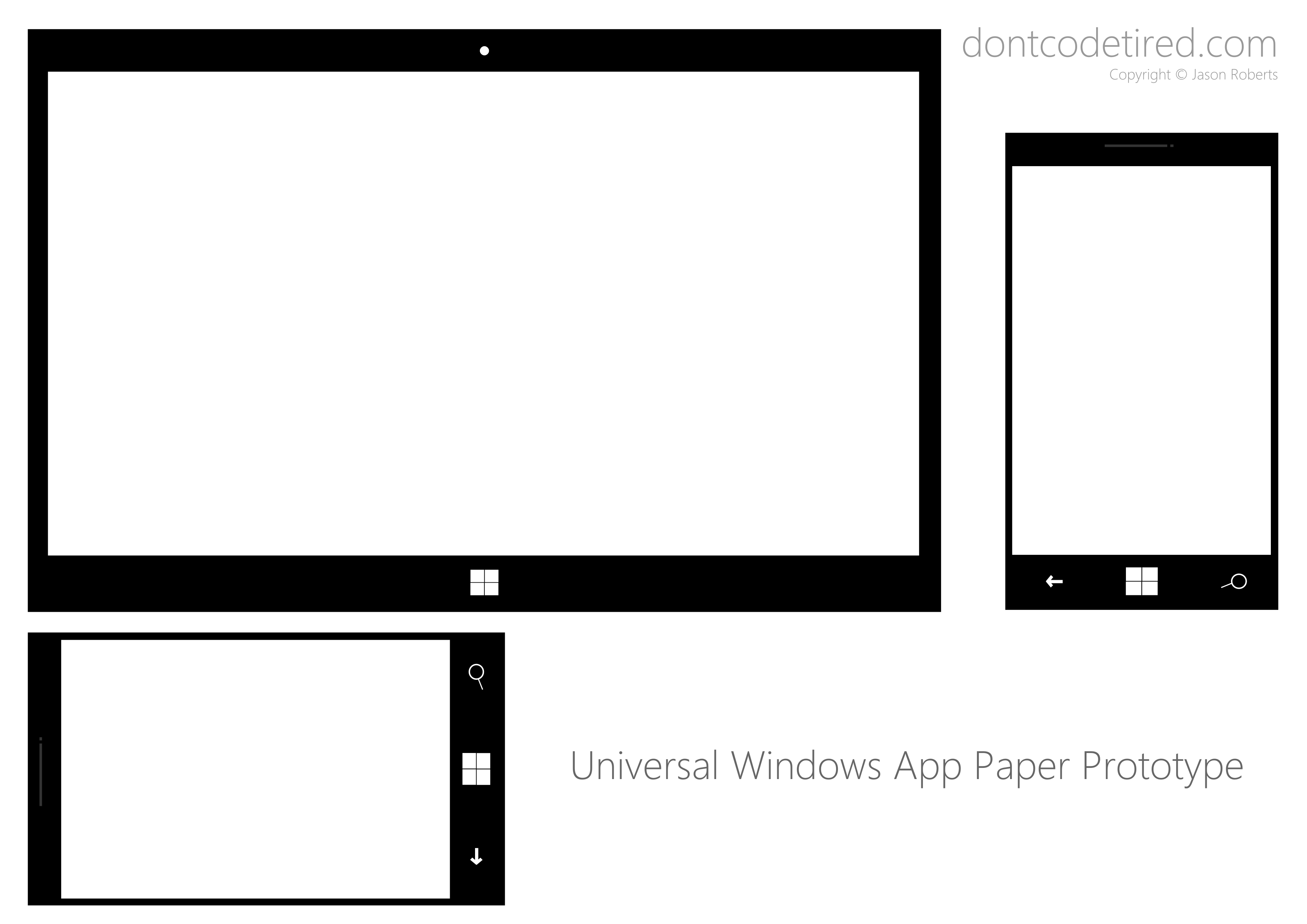 Universal Windows Apps Paper Protoype template