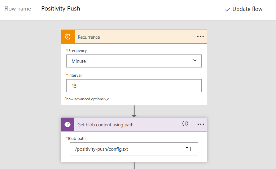 Running a Microsoft Flow every 15 minutes