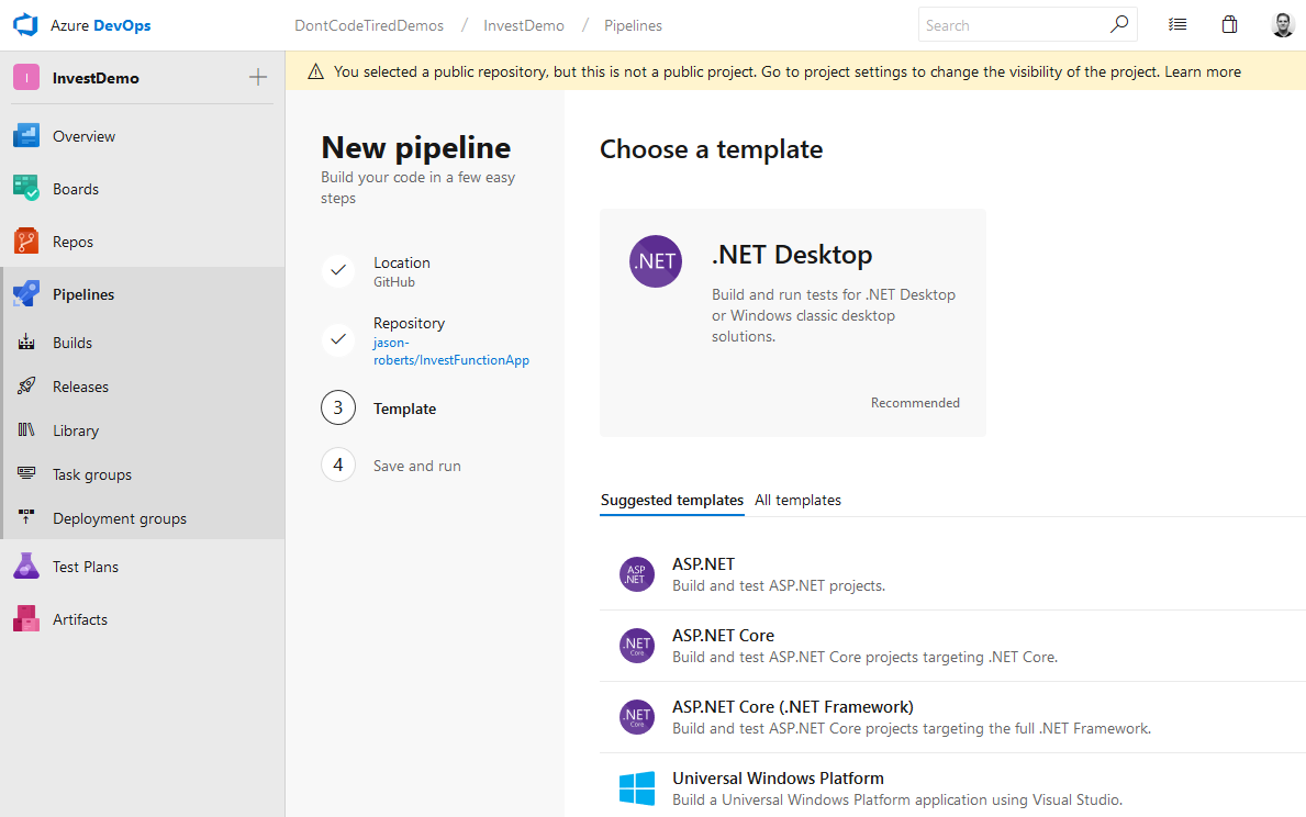 Defining a starter YAML Azure Pipeline build template