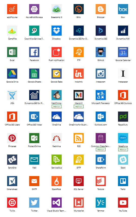 Screenshot of Microsoft Flow Services