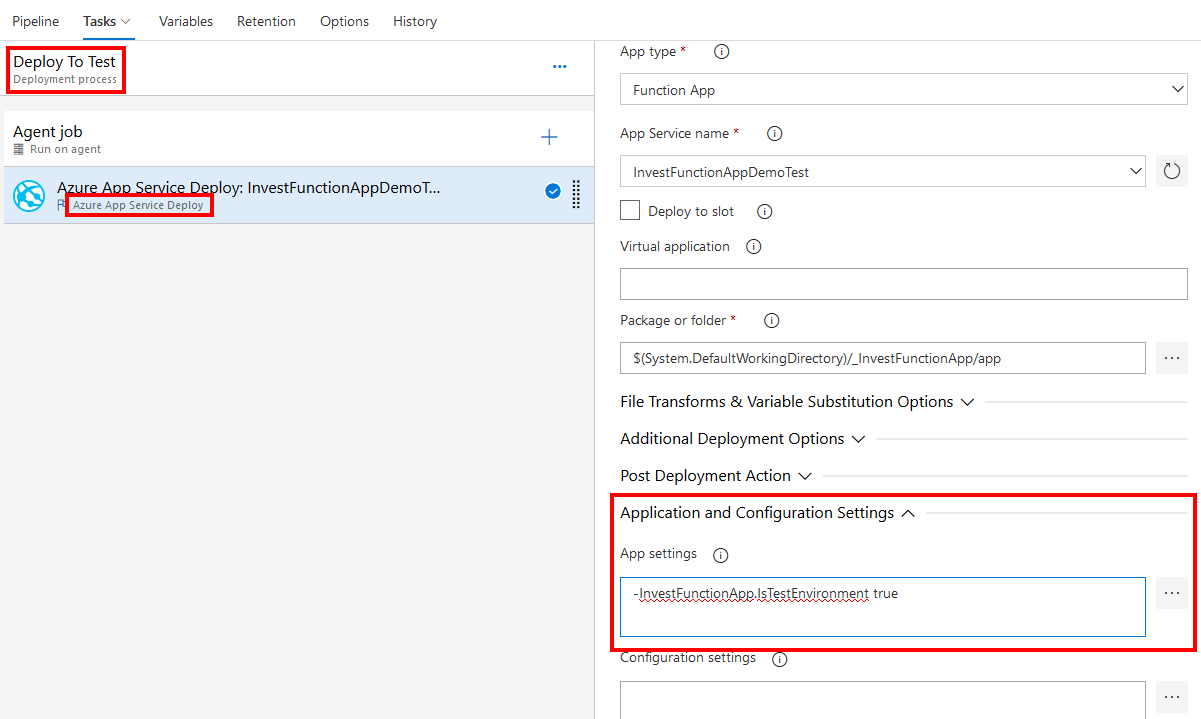 Setting Azure Function App settings when deploying from Azure Pipelines