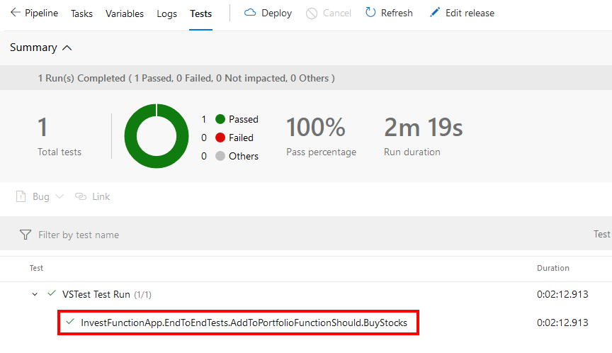 Passing tests in an Azure Pipeline