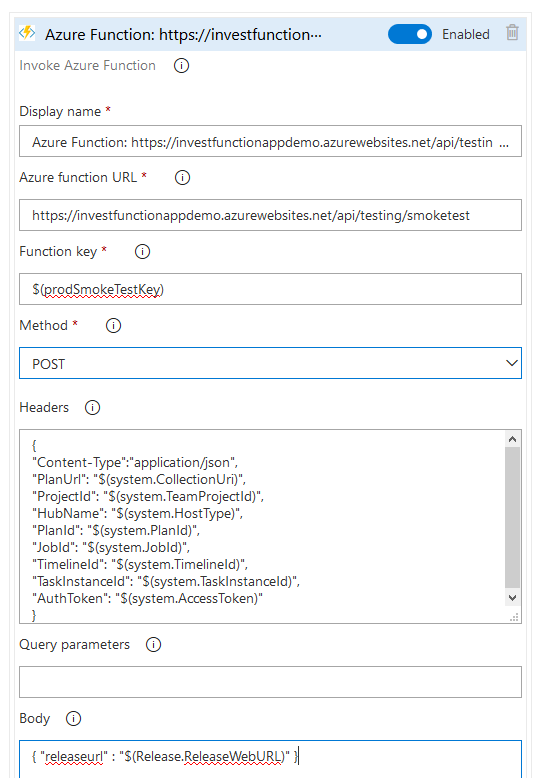 Invoke Azure Function Deployment Gate