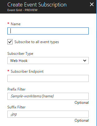 Creating a new Azure Event Grid Subscription