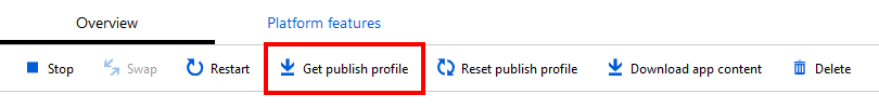 Downloading publish profile for Azure Function app